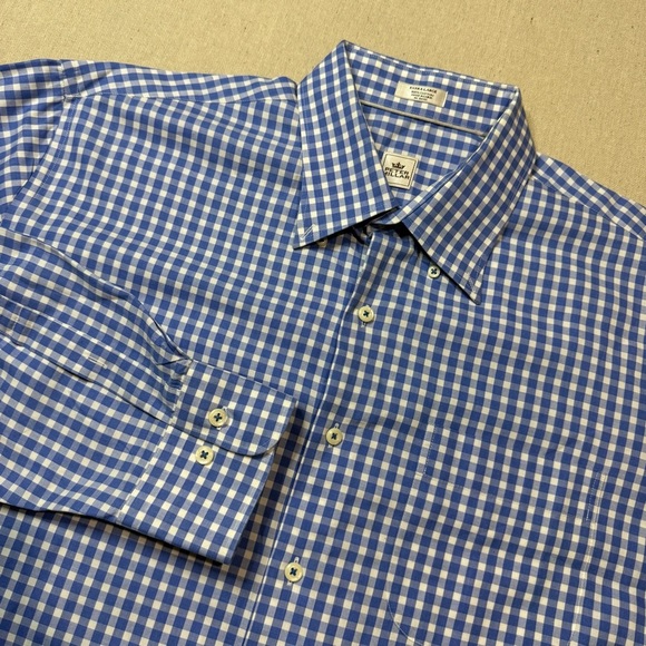Peter Millar Shirt Men’s Sz XL Blue White Check Button Up Dress Squared - Picture 1 of 6